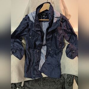 Jones New York Dark Blue Polka Dot Utility Jacket